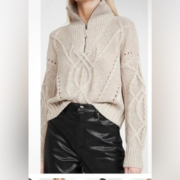 SKULL CASHMERE Sweater Womens s Cream Lyndsay Cable Knit Half Zip Chunky xs - Picture 1 of 4